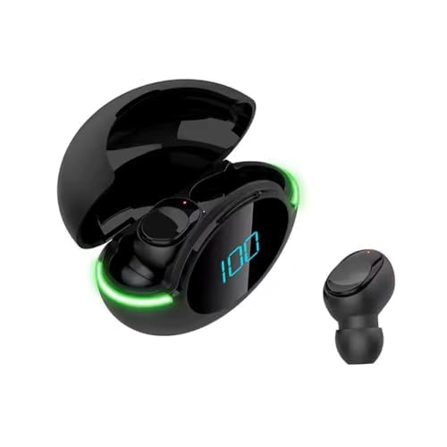 Wireless Headphones with Case with LED Indicator and Digital Battery - Black