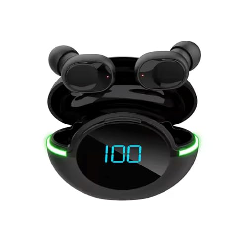 Wireless Headphones with Case with LED Indicator and Digital Battery - Black